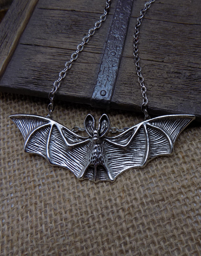 Silver Bat Necklace 
