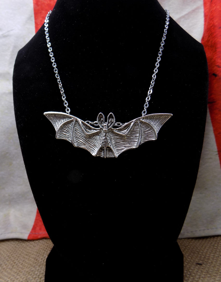 Silver Bat Necklace 