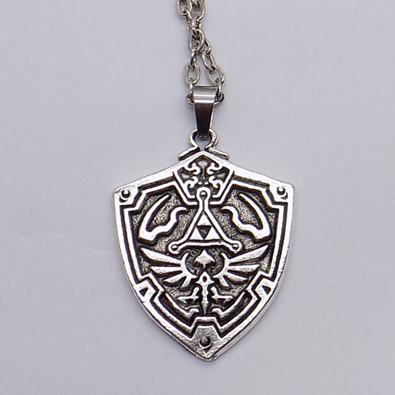 The Legend of Zelda Triforce Necklace Shield Shaped Pendant Charms
