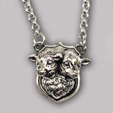2 Headed Freak Show Conjoined Lamb necklace