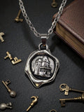Wax Seal Psycho House necklace