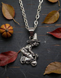 Halloween Witch on a Scooter necklace