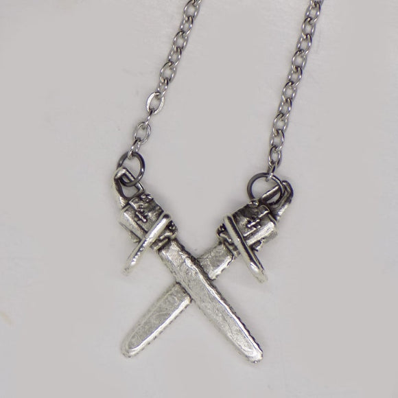 Crossed Chainsaws Necklace
